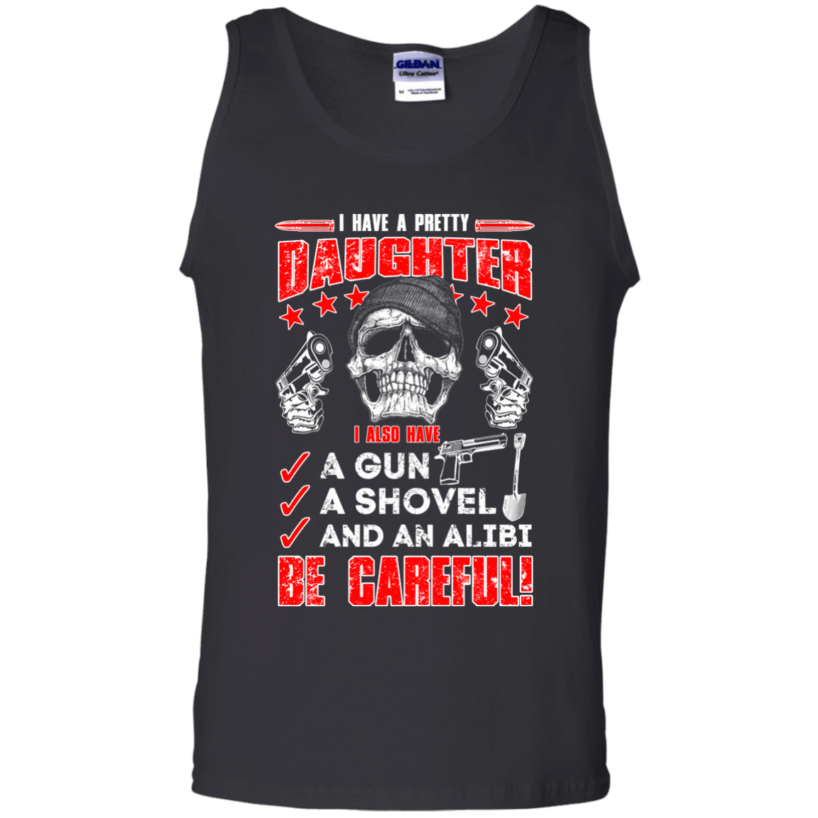 I HAVE A PRETTY DAUGHTER-T-Shirt & Hoodie-Unisex Tank-Black