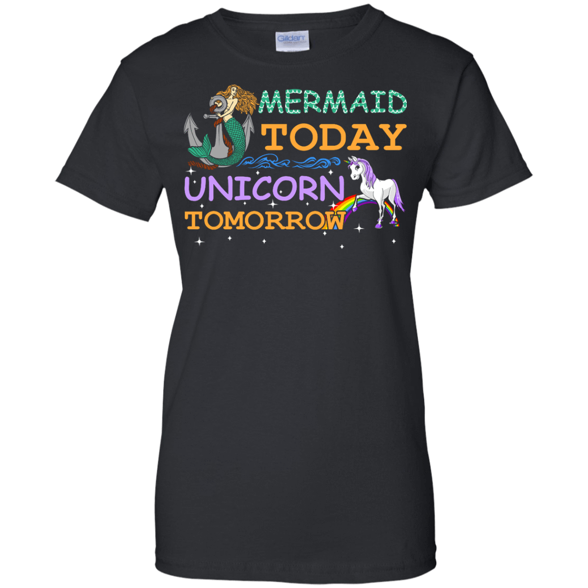 Mermaid Today Unicorn Tomorrow-T-Shirt & Hoodie-Women's T-Shirt-Black