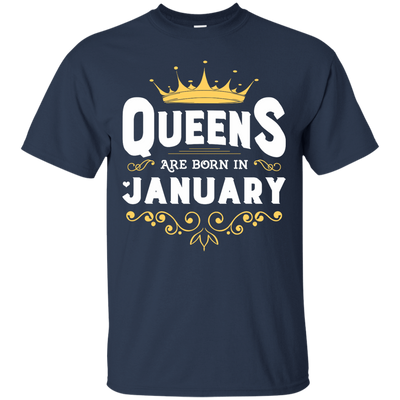 Queens Are Born In January-T-Shirt & Hoodie-Classic T-Shirt-Navy