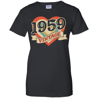 Vintage Retro Classic Heart Made In 1959 62th Birthday-T-Shirt & Tank Top-Women's T-Shirt-Black