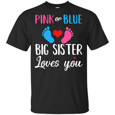Pink Or Blue Big Sister Loves You Funny Gender Reveal Party Gift Youth-Youth Shirt-Youth T-Shirt-Black