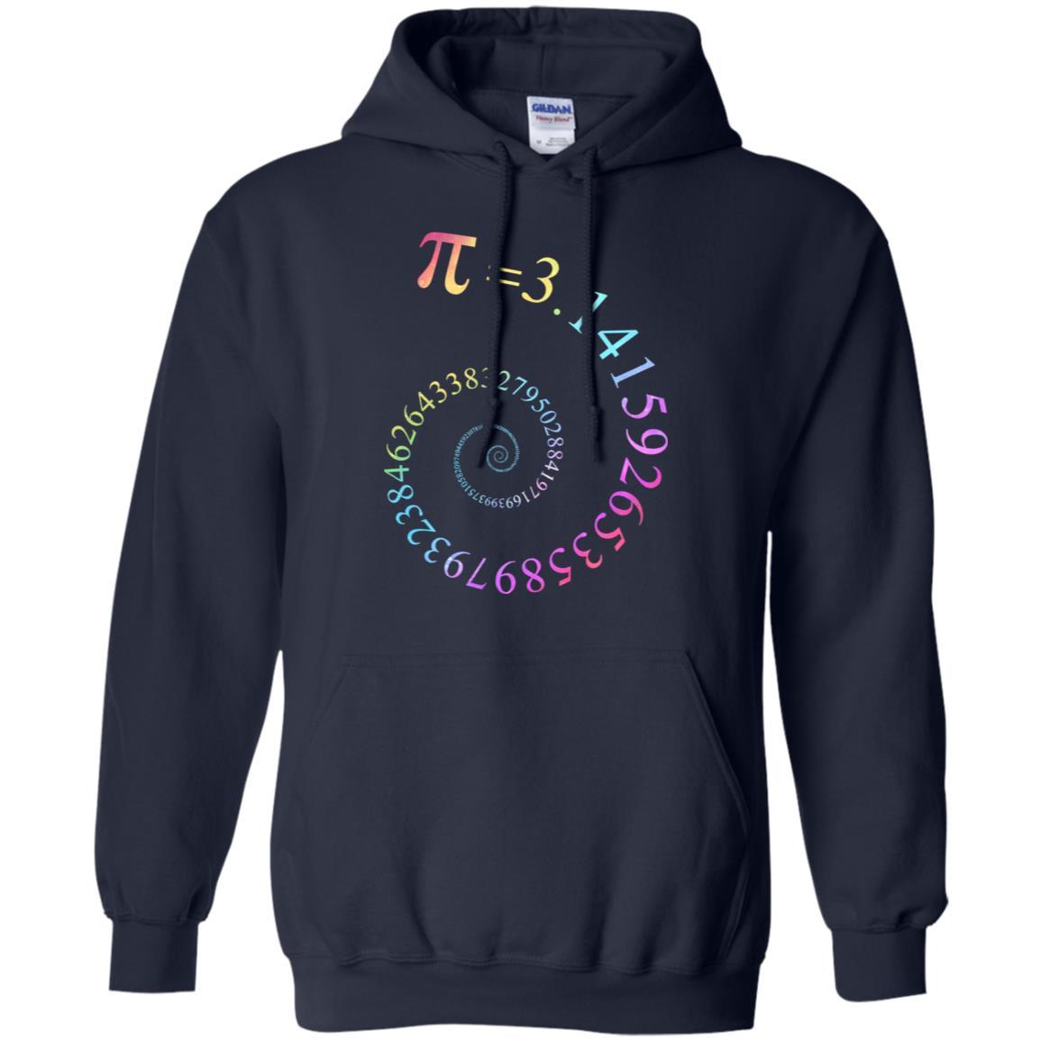 Pi Spiral Galaxy Color Math Pi Day-T-Shirt & Hoodie-Pullover Hoodie-Navy