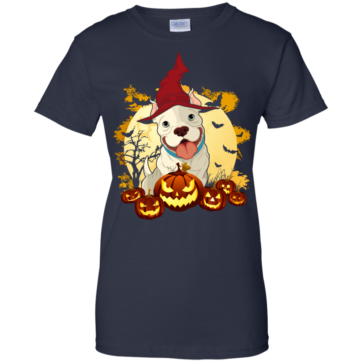 Pitbull Halloween Pumpkin-T-Shirt & Hoodie-Women's T-Shirt-Navy