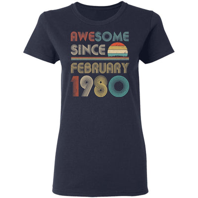 Awesome Since February 1980 Vintage 40Th Birthday Gifts Women-T-Shirt & Hoodie-Women's T-Shirt-Navy
