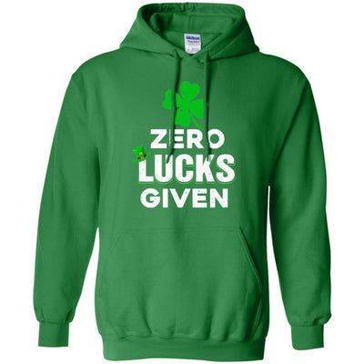 Zero Lucks Given St Patricks Day-T-Shirt & Hoodie-Pullover Hoodie-Irish Green