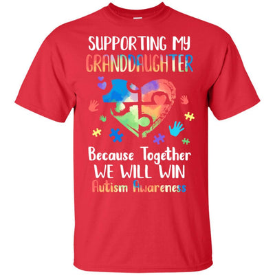 Supporting My Granddaughter Puzzle Autism Awareness Month-T-Shirt & Hoodie-Classic T-Shirt-Red