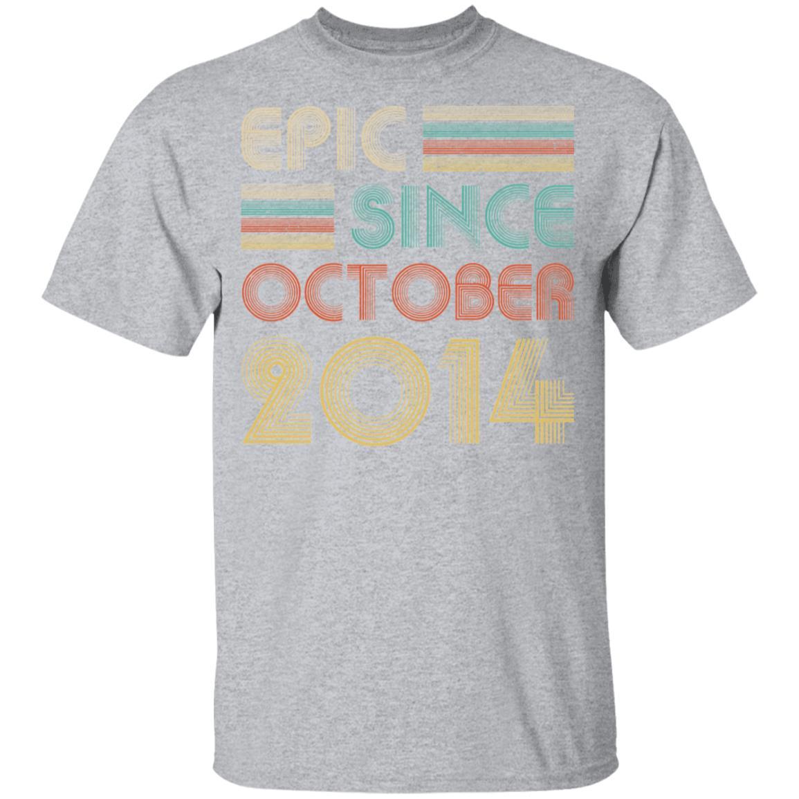 Epic Since October 2014 Vintage 7th Birthday Gifts Youth-Youth Shirt-Youth T-Shirt-Sport Grey