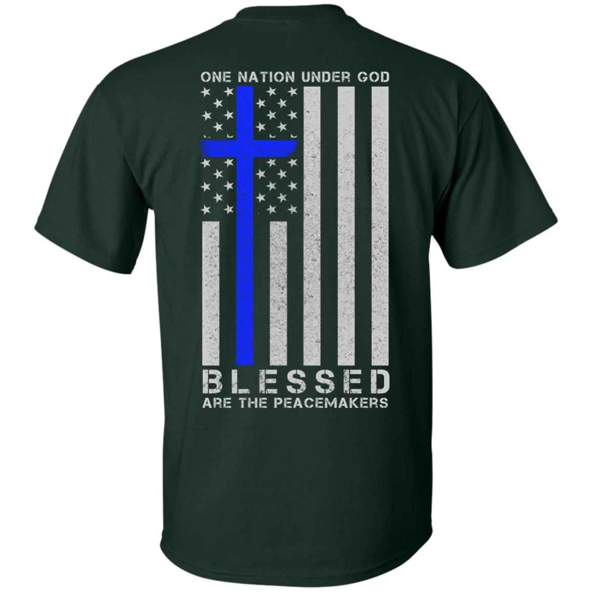 One Nation Under God Thin Blue Line-T-Shirt & Hoodie-Classic T-Shirt-Forest Green