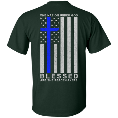 One Nation Under God Thin Blue Line-T-Shirt & Hoodie-Classic T-Shirt-Forest Green