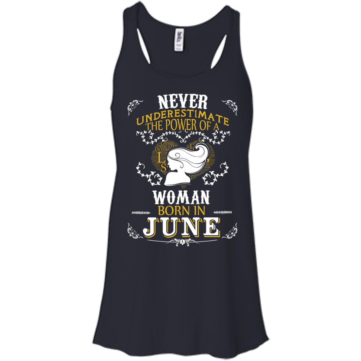 A Woman Born In JUNE-T-Shirt & Hoodie-Women's Flowy Racerback Tank-Midnight