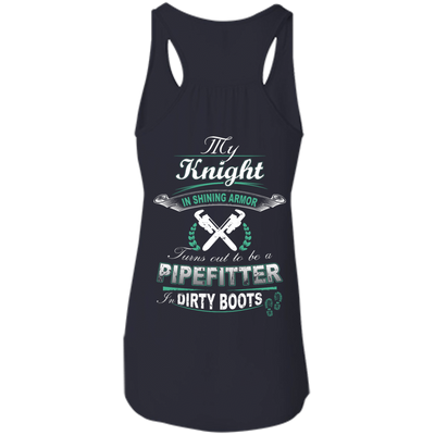 Turns Out To Be A PIPEFITTER In Dirty Boots-T-Shirt & Hoodie-Women's Flowy Racerback Tank-Midnight