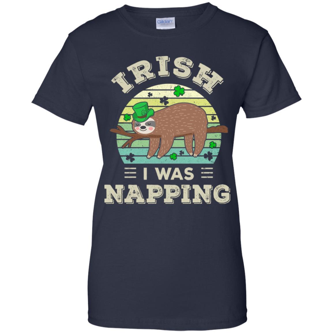 Saint Patrick's Day Irish I Was Napping Sloth For Kids-T-Shirt & Hoodie-Women's T-Shirt-Navy