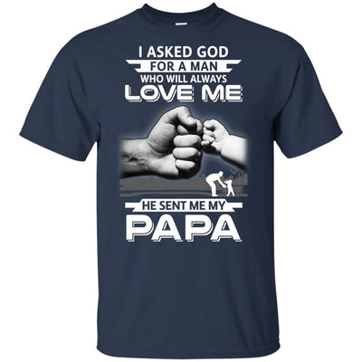 I Asked God For A Man Who Always Love Me Papa Youth-Youth Shirt-Youth T-Shirt-Navy