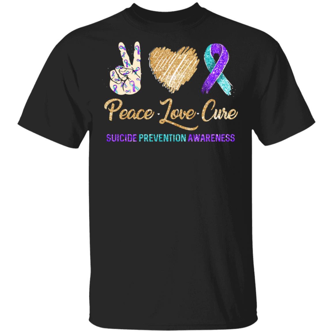 Peace Love Cure Suicide Prevention-T-Shirt & Hoodie-Classic T-Shirt-Black
