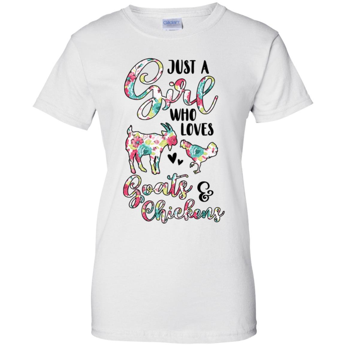 Just A Girl Who Loves Goats Chickens Lovers-T-Shirt & Tank Top-Women's T-Shirt-White