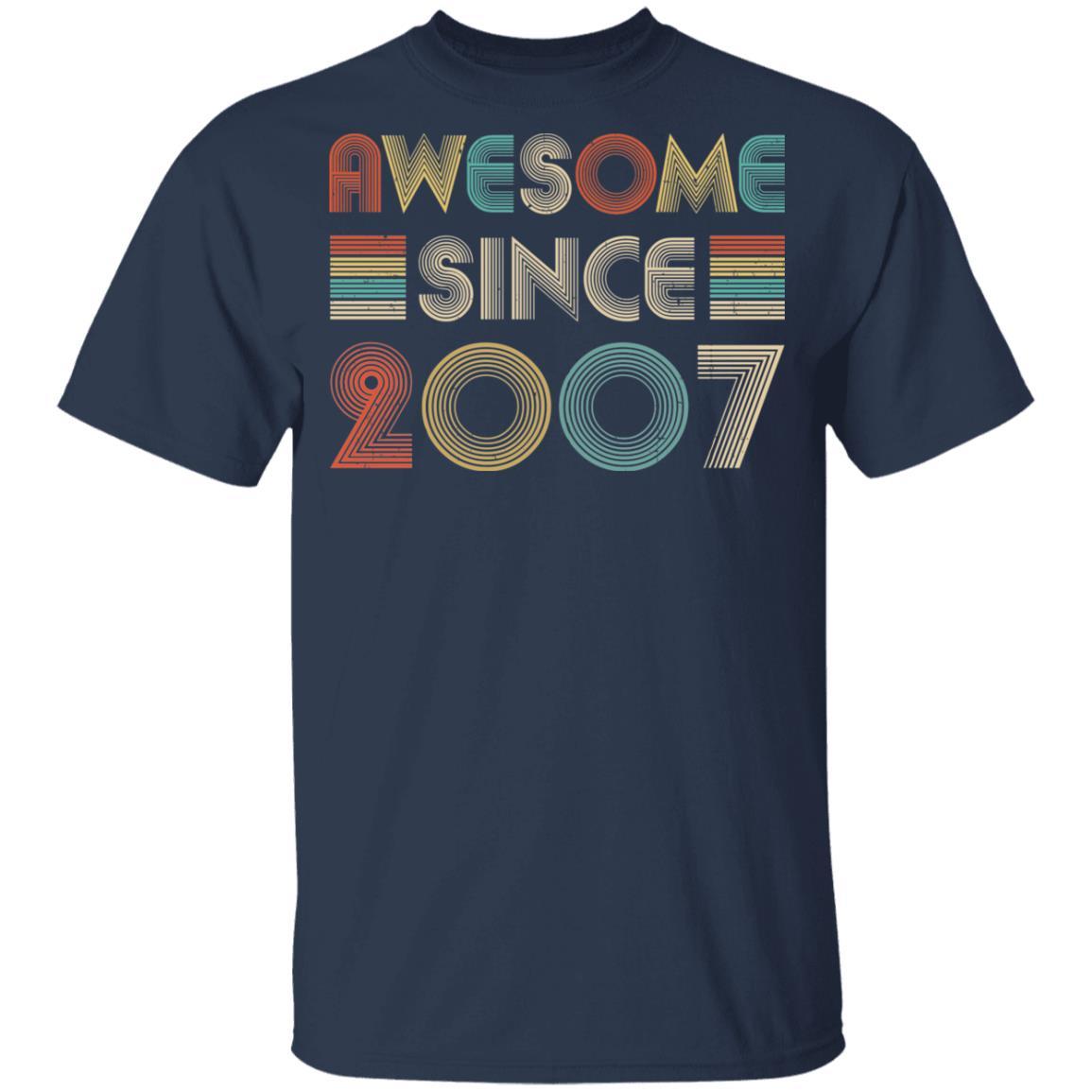 Awesome Since 2007 14th Birthday Gifts-T-Shirt & Hoodie-Youth T-Shirt-Navy