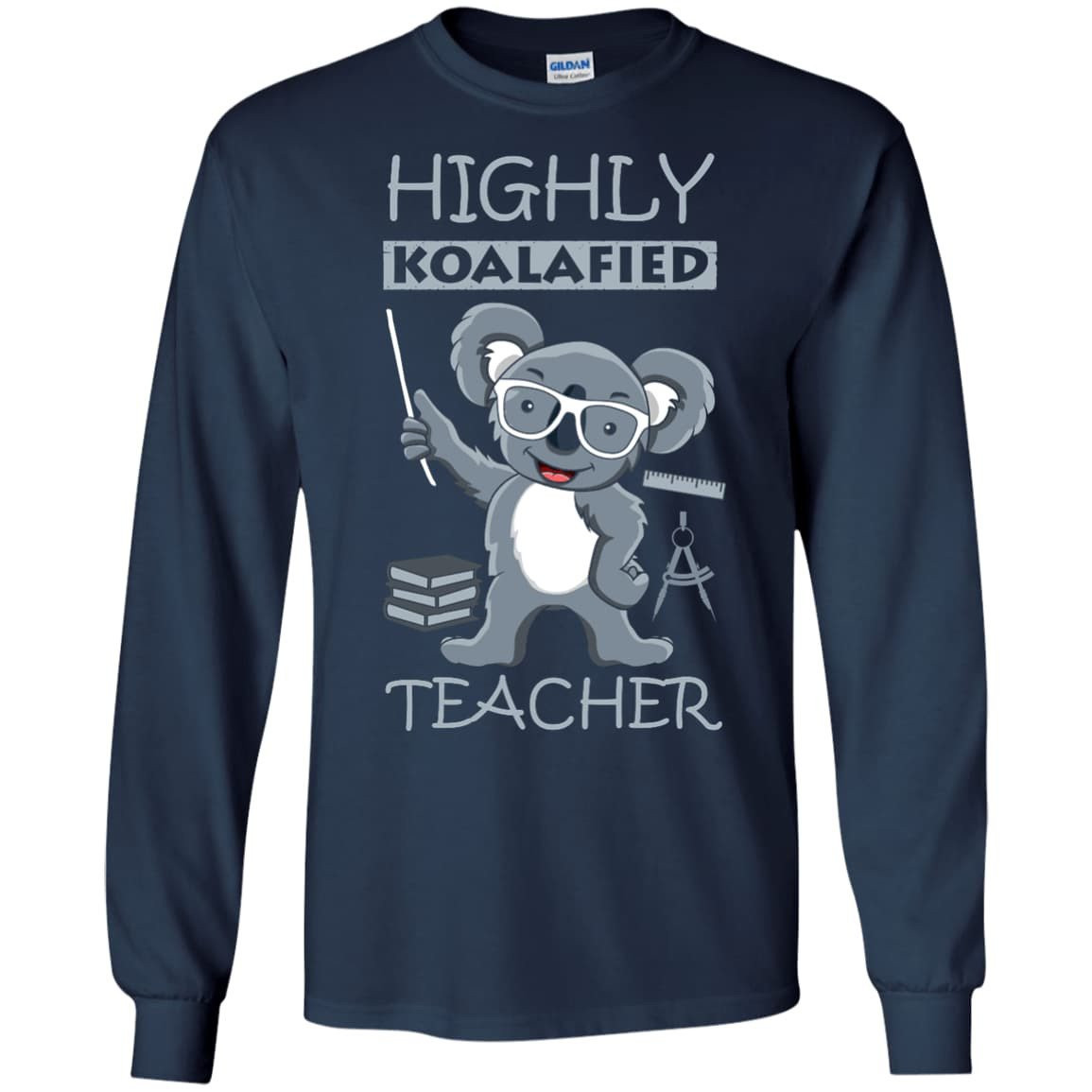 Highly Koalafied Teacher-T-Shirt & Hoodie-Long Sleeve T-Shirt-Navy