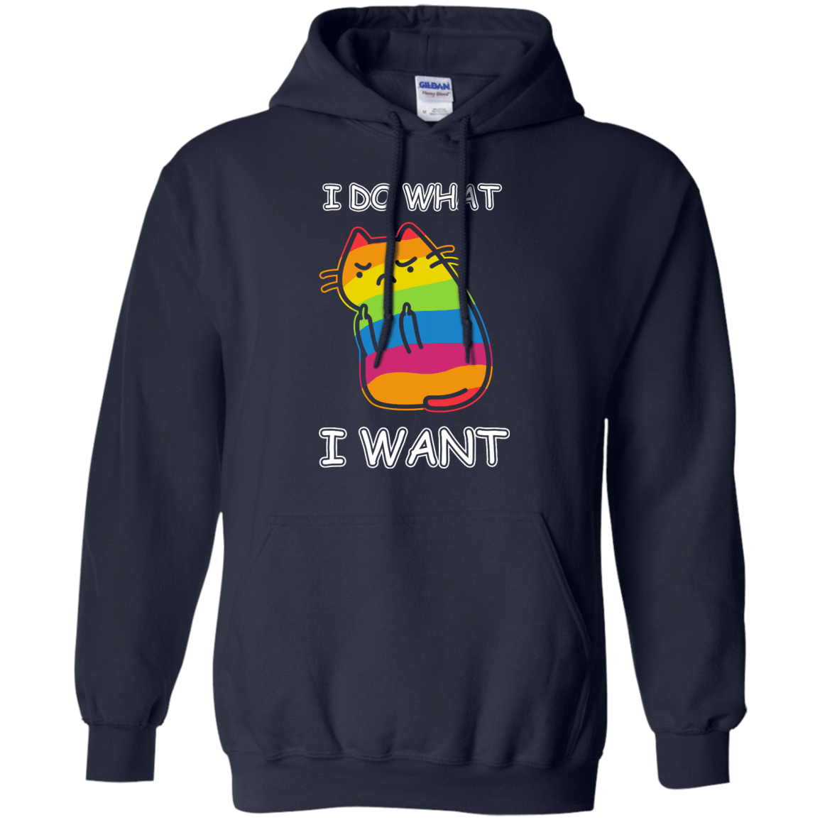 Rainbow Cat I Do What I Want-T-Shirt & Hoodie-Pullover Hoodie-Navy