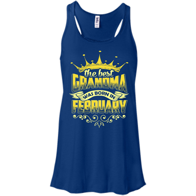 The Best Grandma Was Born In February-T-Shirt & Hoodie-Women's Flowy Racerback Tank-True Royal