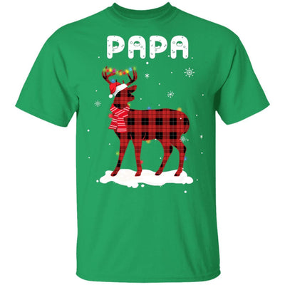 Papa Deer Red Plaid Christmas Family Matching Pajamas-T-Shirt & Sweatshirt-Classic T-Shirt-Irish Green