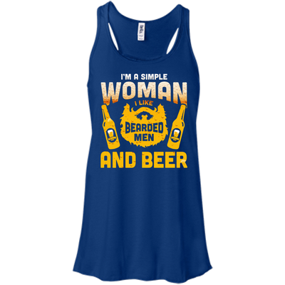 I'm A Simple Woman I Like Bearded Men And Beer-T-Shirt & Hoodie-Women's Flowy Racerback Tank-True Royal