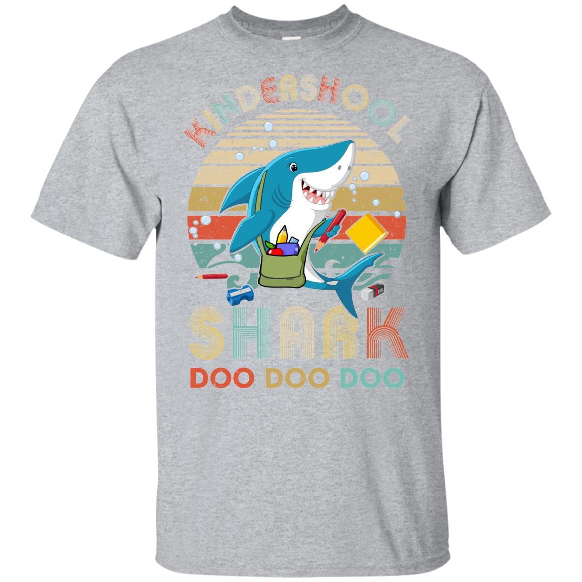 Kindergarten Shark Doo Doo Doo Funny Back To School Youth-Youth Shirt-Youth T-Shirt-Sport Grey