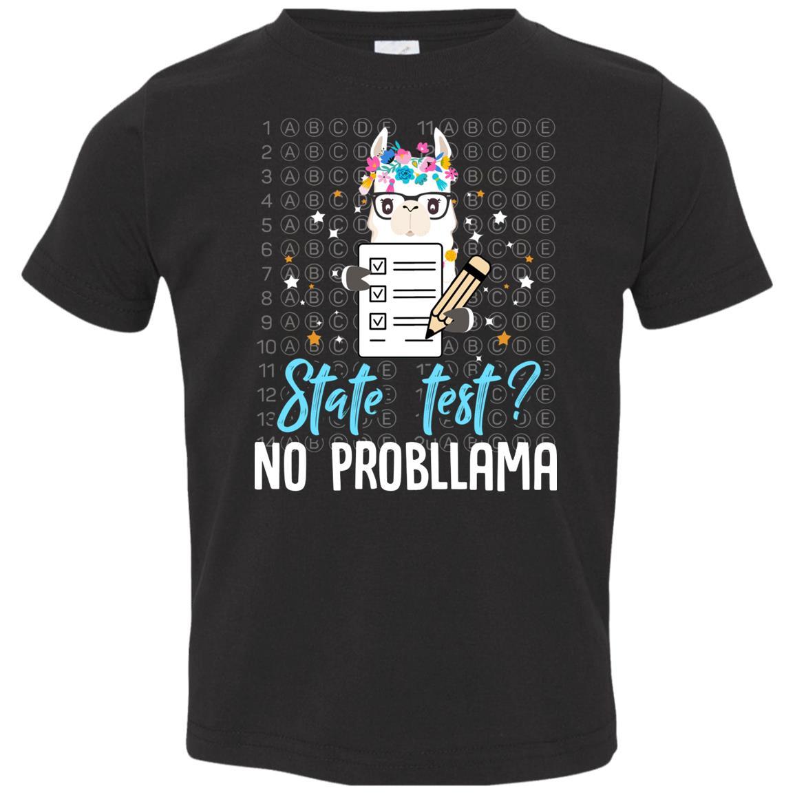 Llama Funny Motivational State Test Day For Students Youth-Youth Shirt-Toddler T-Shirt-Black