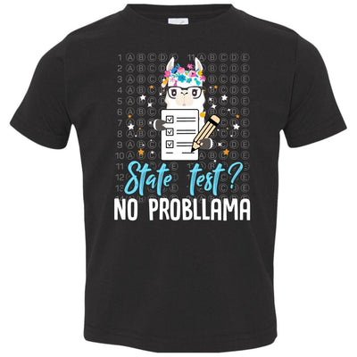 Llama Funny Motivational State Test Day For Students Youth-Youth Shirt-Toddler T-Shirt-Black