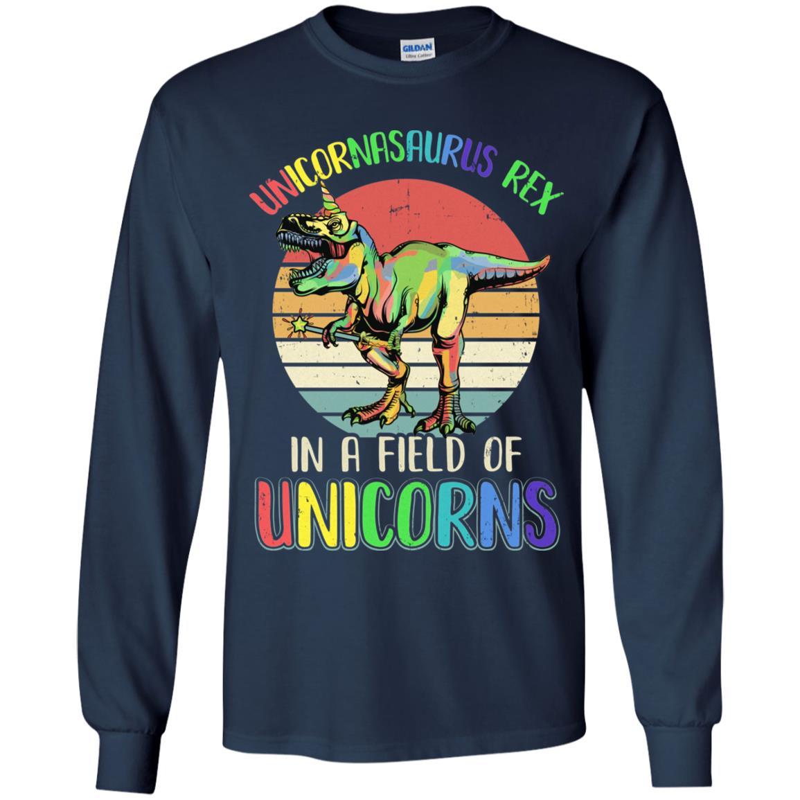 Be A Unicornasaurus Rex In A Field Of Unicorns Youth-Youth Shirt-Youth Long Sleeve T-Shirt-Navy