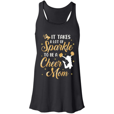 It Takes A Lot Of Sparkle To Be A Cheer Mom-T-Shirt & Tank Top-Women's Flowy Racerback Tank-Black