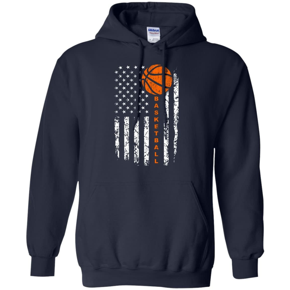American Basketball Flag-T-Shirt & Hoodie-Pullover Hoodie-Navy