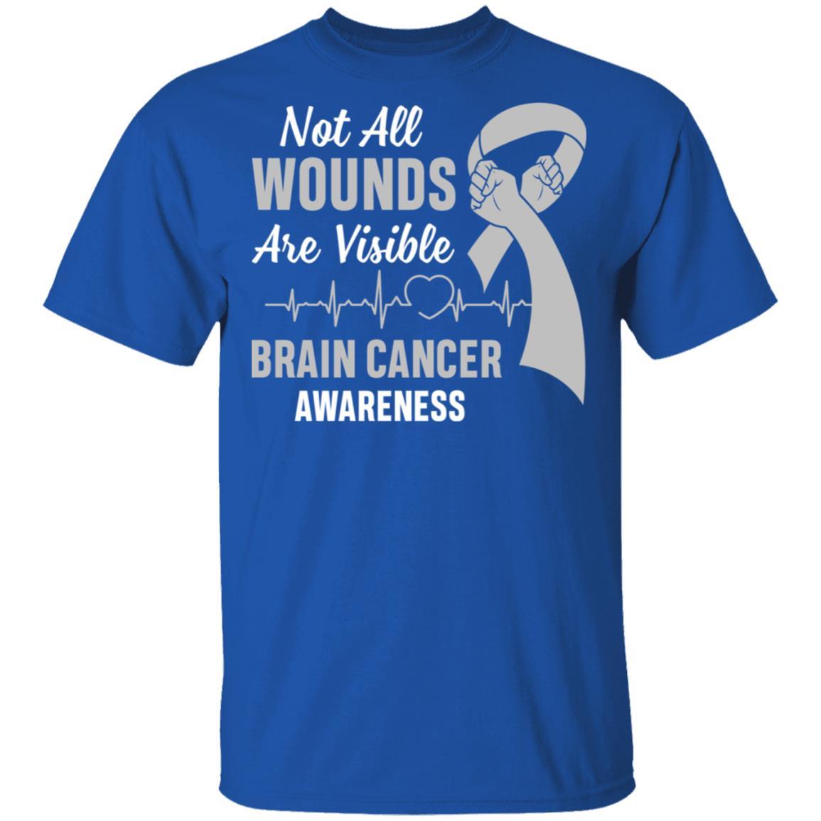 Brain Cancer Awareness Grey Not All Wounds Are Visible-T-Shirt & Hoodie-Classic T-Shirt-Royal