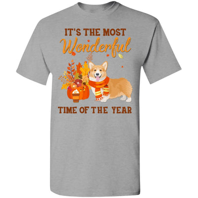 Corgi Autumn It's The Most Wonderful Time Of The Year-T-Shirt & Hoodie-Classic T-Shirt-Sport Grey