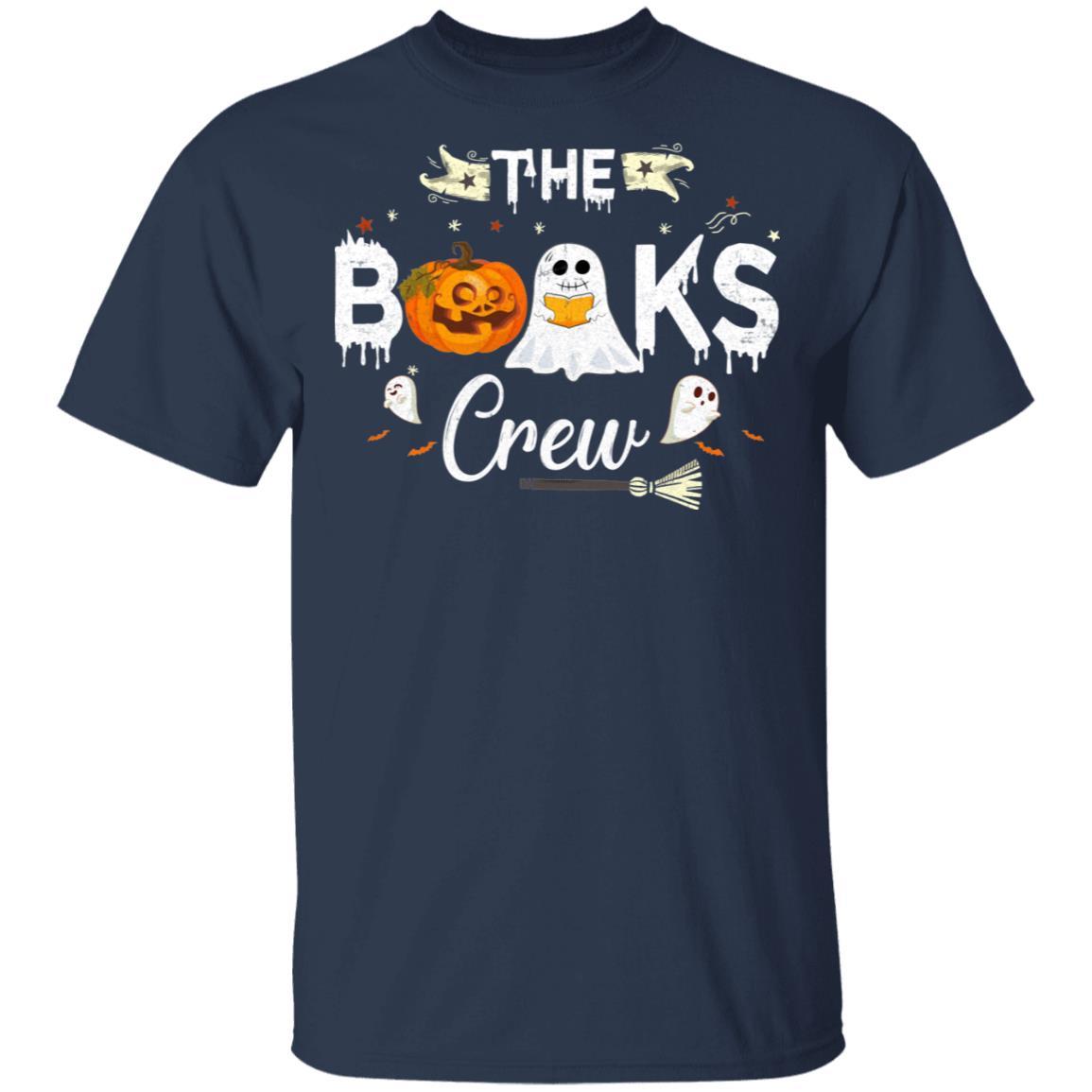 Funny Boo Books Crew Halloween Gift For Books Lover-T-Shirt & Hoodie-Classic T-Shirt-Navy