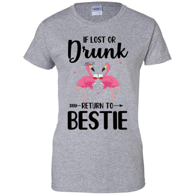If Lost Or Drunk Please Return To My Bestie Couple Flamingo-T-Shirt & Tank Top-Women's T-Shirt-Sport Grey