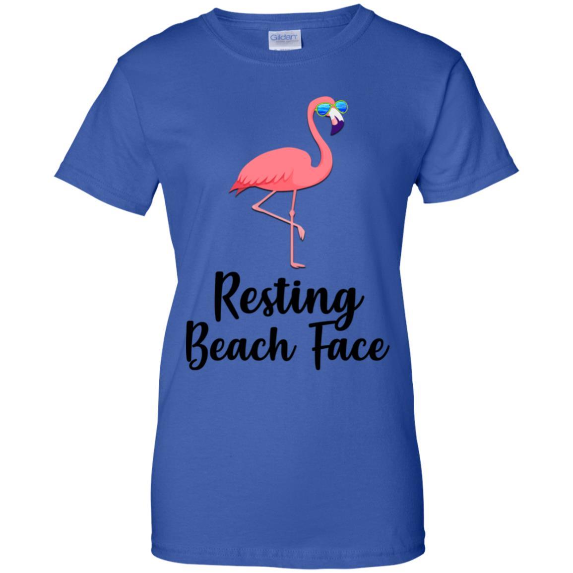 Resting Beach Face Flamingo Summer With Sunglasses-T-Shirt & Tank Top-Women's T-Shirt-Royal