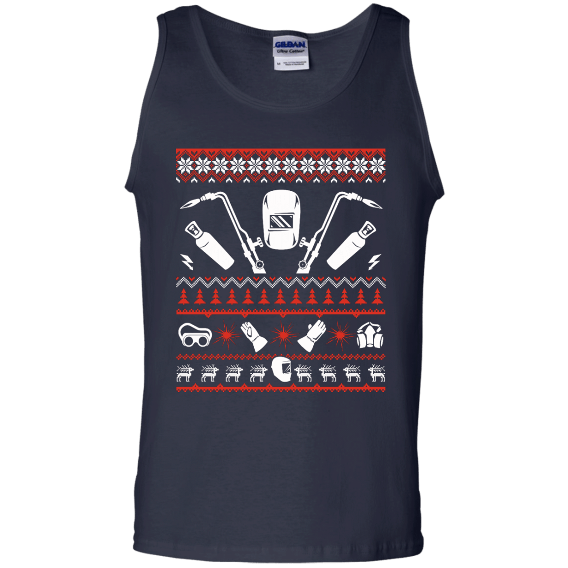 Welder Christmas Sweater-T-Shirt & Hoodie-Unisex Tank-Navy