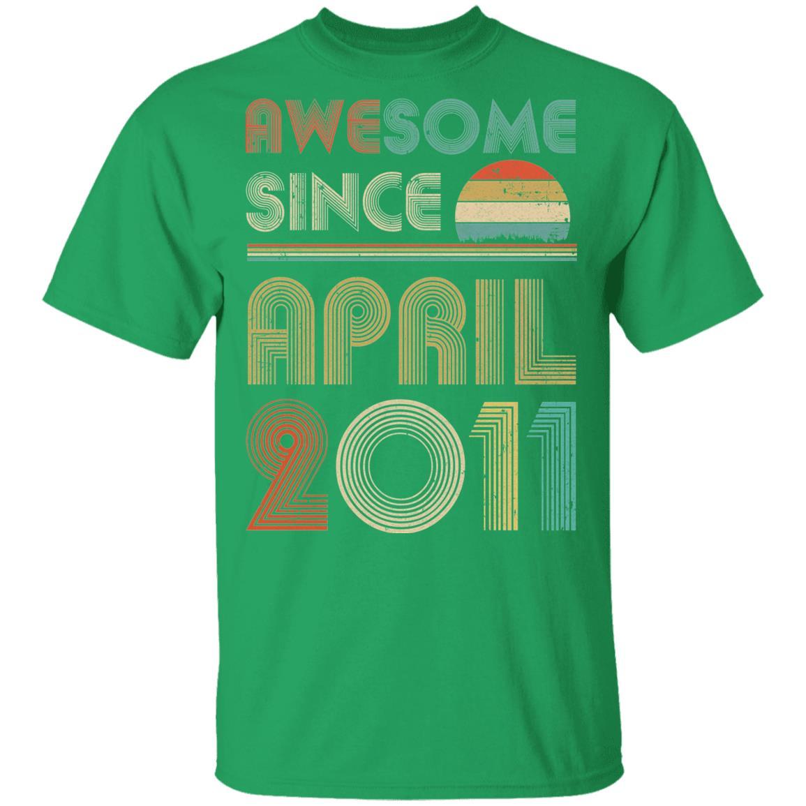 Awesome Since April 2011 Vintage 10th Birthday Gifts Youth-Youth Shirt-Youth T-Shirt-Irish Green