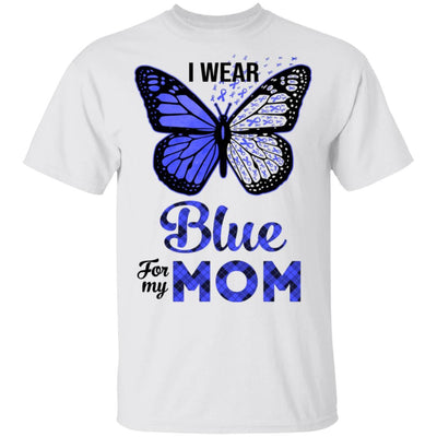 I Wear Blue For My Mom Butterfly Colon Prostate Cancer-T-Shirt & Hoodie-Classic T-Shirt-White