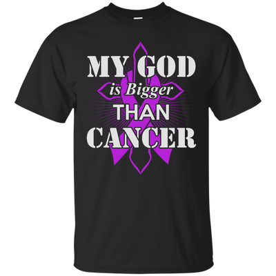 My God Is Bigger Than Cancer Violet Awareness Ribbon-T-Shirt & Hoodie-Classic T-Shirt-Black