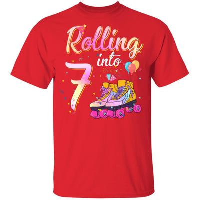 7 Years Old Birthday Girls Roller Skates 80's 7th Birthday Youth-Youth Shirt-Youth T-Shirt-Red