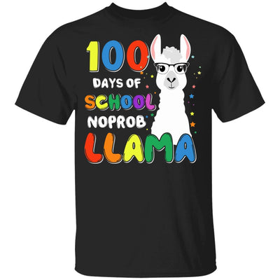 100 Days Of School No Probllama Llama 100Th Day Youth-Youth Shirt-Youth T-Shirt-Black