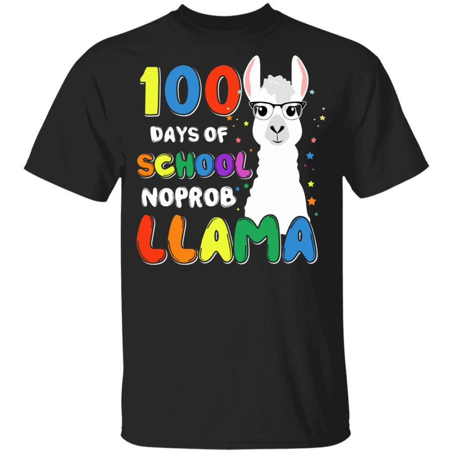 100 Days Of School No Probllama Llama 100Th Day Youth-Youth Shirt-Youth T-Shirt-Black