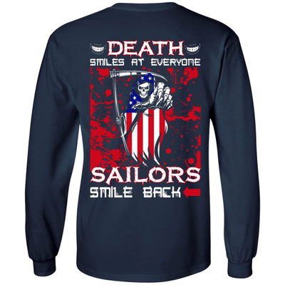 Death Smiles At Everyone Sailors Smile Back-T-Shirt & Hoodie-Long Sleeve T-Shirt-Navy