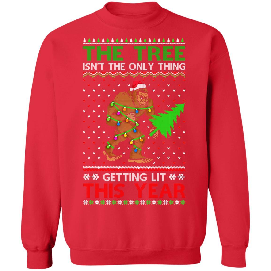 Christmas Bigfoot The Tree Isn't The Only Thing Sweater-T-Shirt & Sweatshirt-Crewneck Sweatshirt-Red
