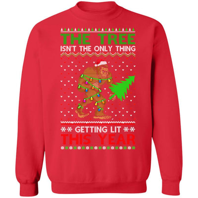 Christmas Bigfoot The Tree Isn't The Only Thing Sweater-T-Shirt & Sweatshirt-Crewneck Sweatshirt-Red