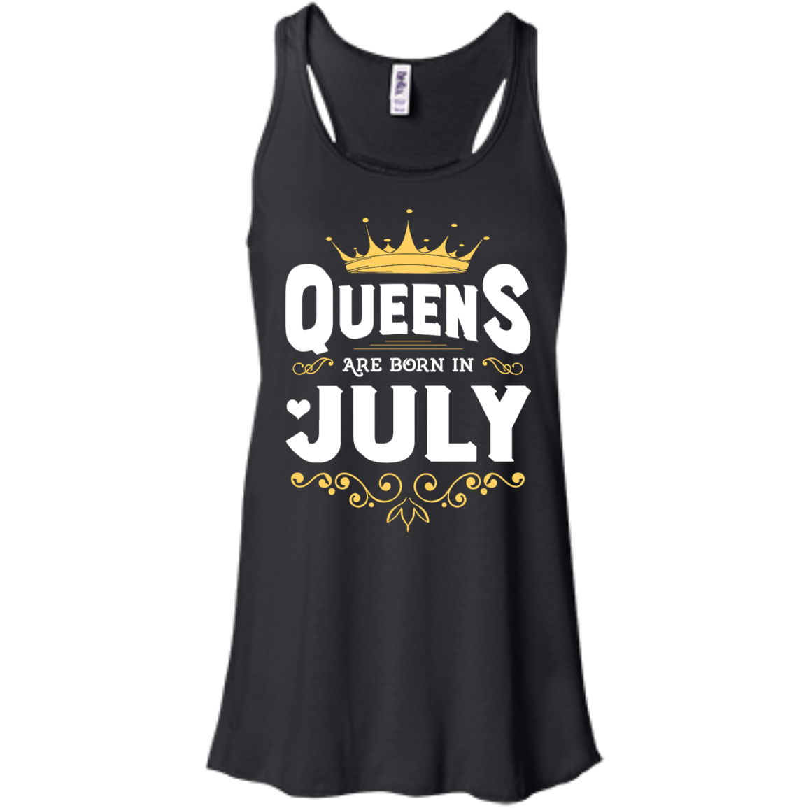 Queens Are Born In July-T-Shirt & Hoodie-Women's Flowy Racerback Tank-Black