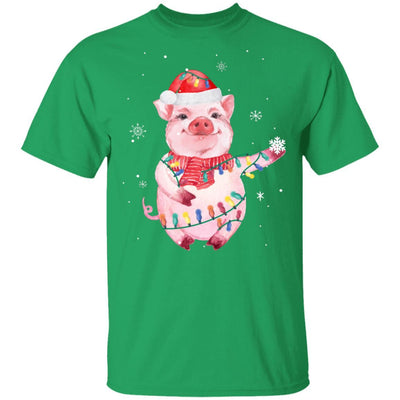Santa Pig Christmas Lights Pig Lover Christmas Gift-T-Shirt & Sweatshirt-Classic T-Shirt-Irish Green