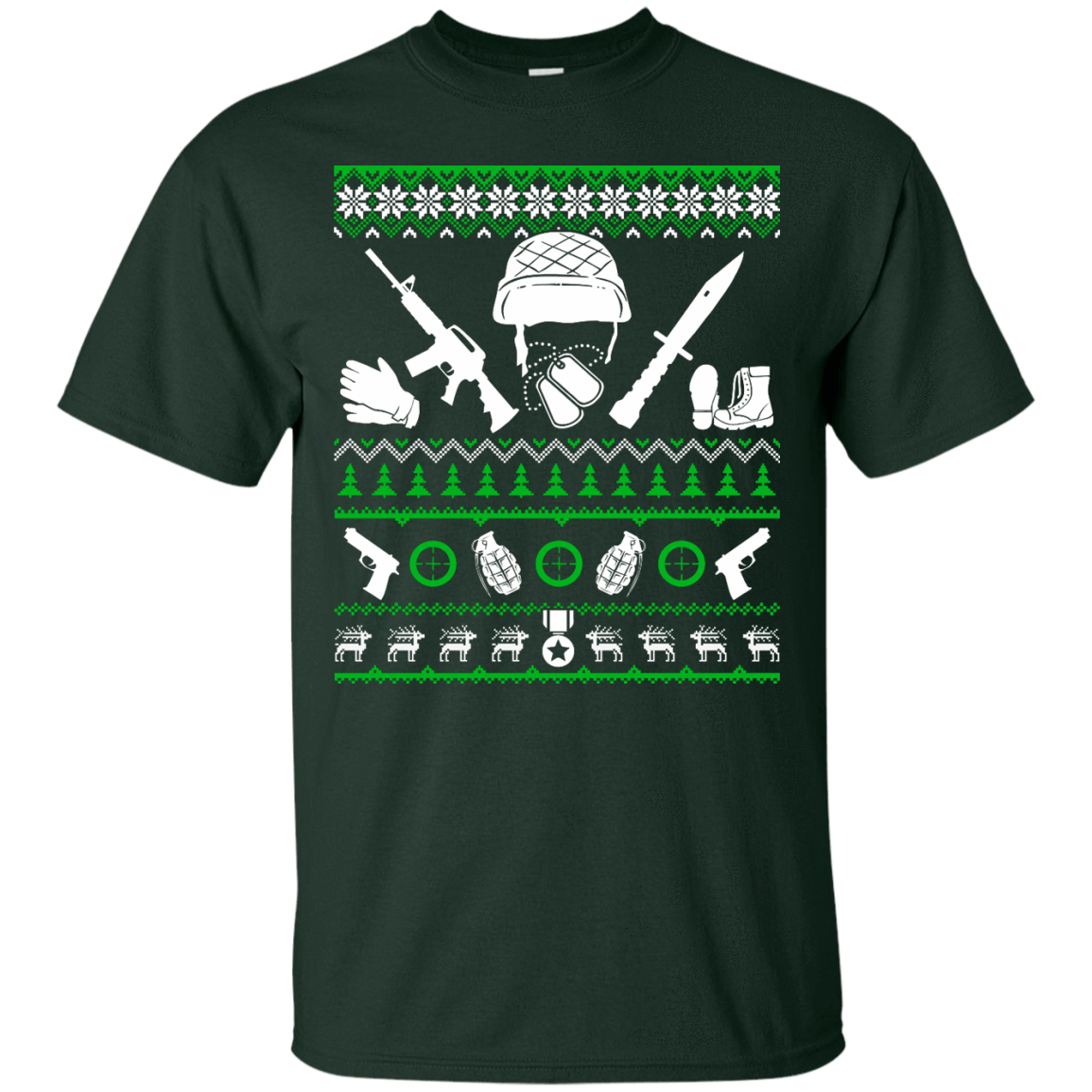 Veteran Christmas Sweater-T-Shirt & Hoodie-Classic T-Shirt-Forest Green