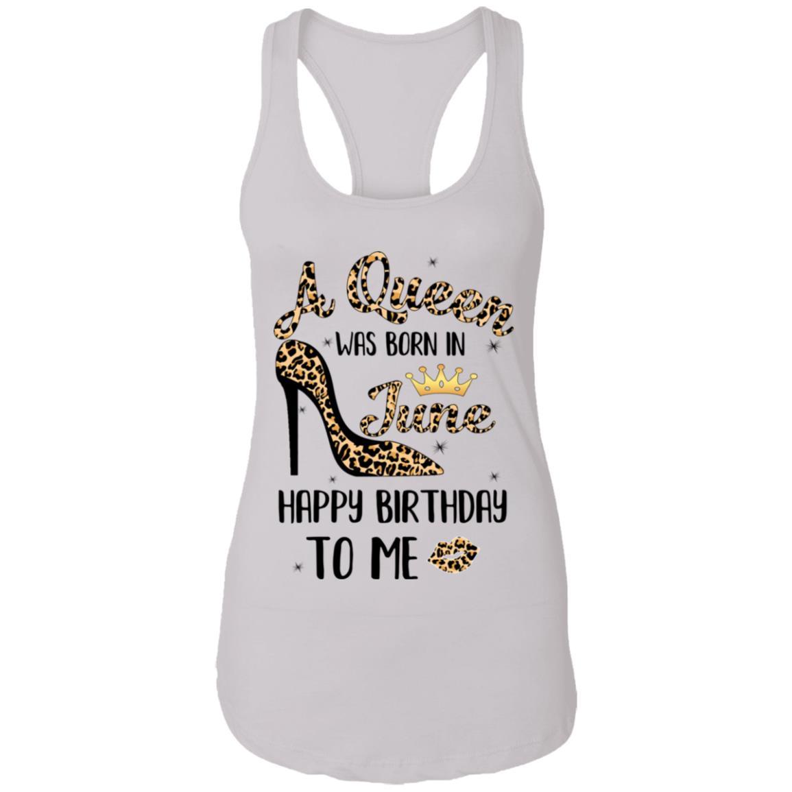 Born In June Girl Leopard High Heels Birthday Women Gift-T-Shirt & Tank Top-Women's Ideal Racerback Tank-White